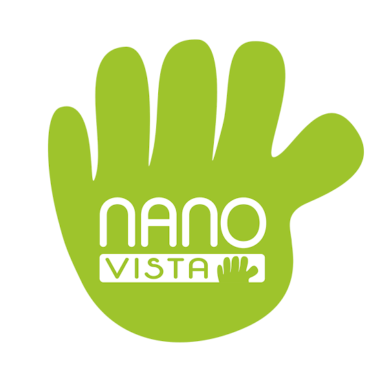 Green hand-shaped Nano Vista logo with white text