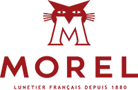 Morel logo with red cat icon and “MOREL” text on white background, with French tagline below