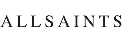 ALLSAINTS logo in black serif letters on a white background