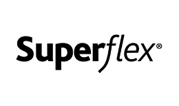 Superflex logo in black on a white background