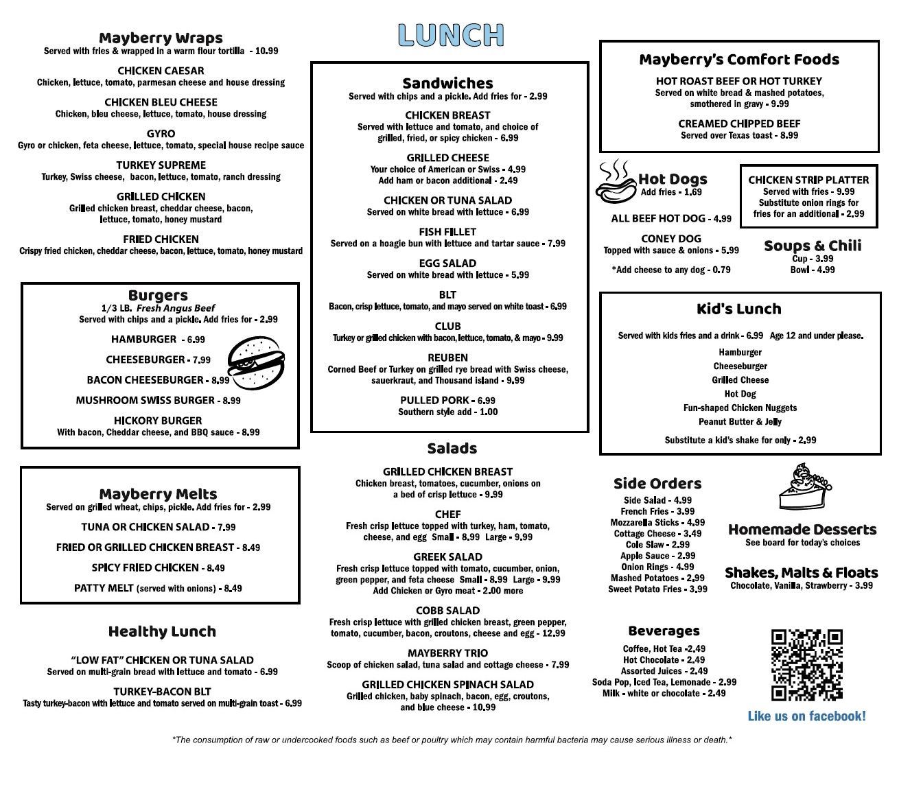 Mayberry Diner Menu - Page 2 - Sylvania and Toledo Ohio