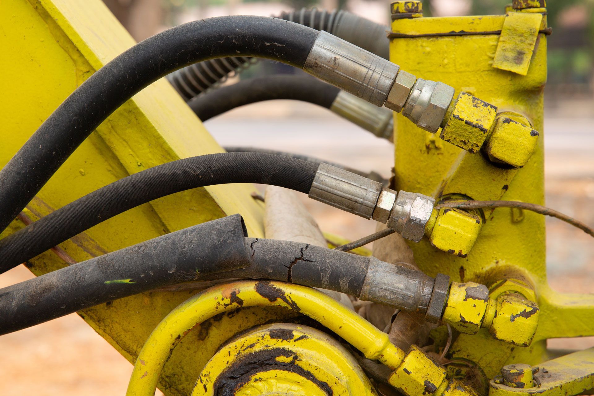 Hydraulic Hose broken on excavator.