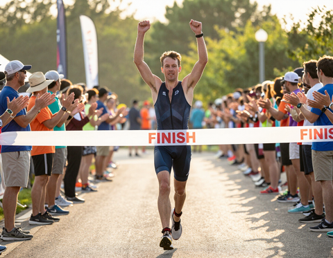 Dr. Norman at triathlon finish line