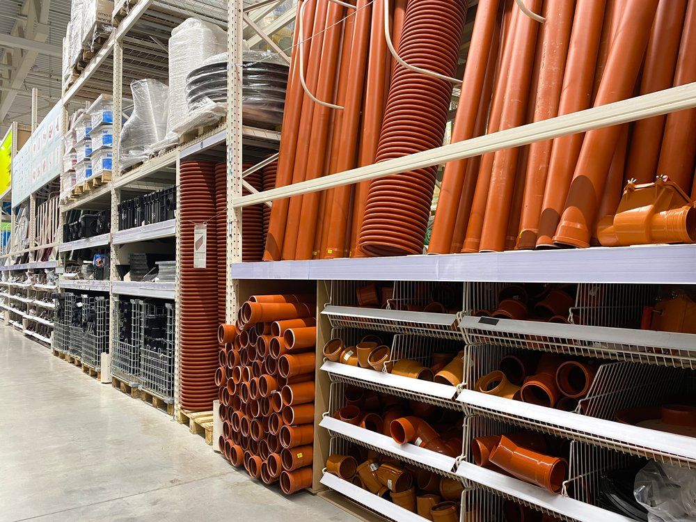 Orange PVC Pipe On Shelves — Territory Timber and Hardware in Darwin, NT