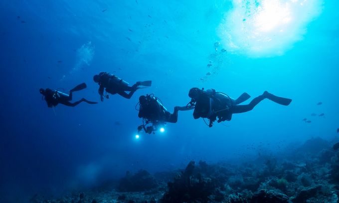 Safe Scuba Diver Program - four divers in formation