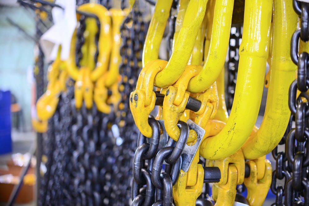 Black Steel Chain And Yellow Cargo Hooks — Bearfast Bearquip In Tamworth NSW