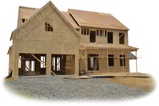 A house under construction with a white background