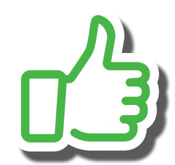 Green thumbs up symbol.