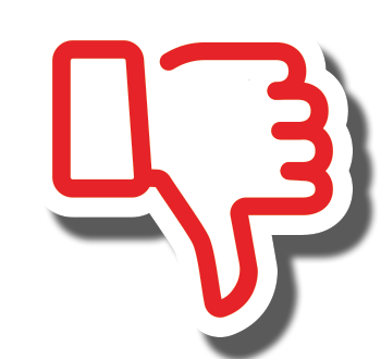 Red thumbs-down sign, white outline, and shadow.