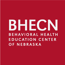 BHECN logo on a red background: Behavioral Health Education Center of Nebraska