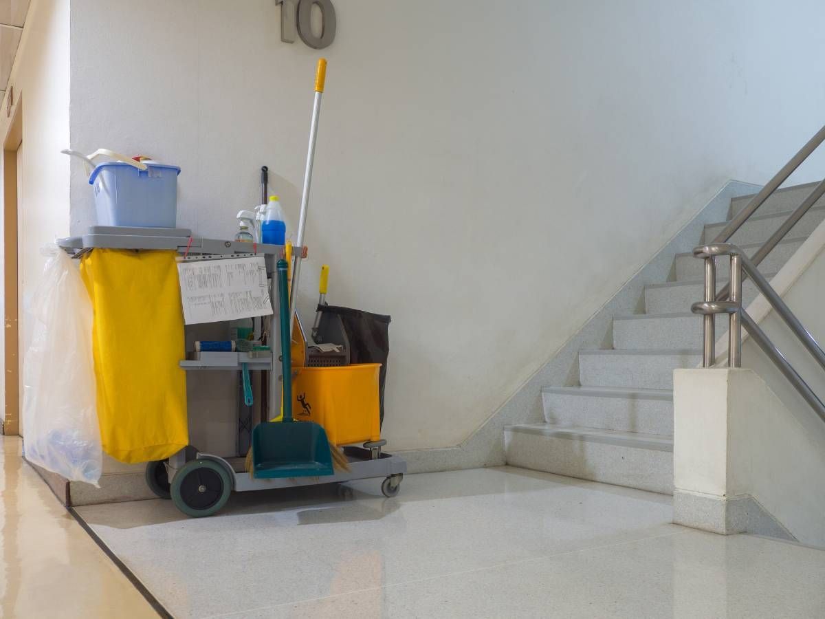 Squeaky Cleaners Nottingham cleaning an office stairwell