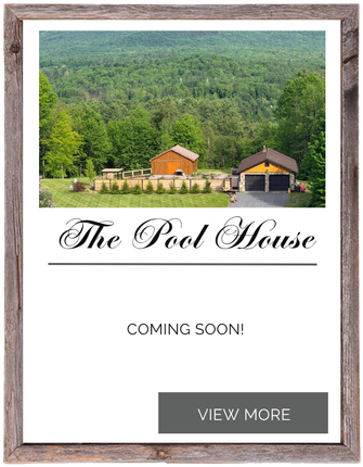 Promo card for “The Pool House” with outdoor poolside photo, “Coming Soon,” and “View More” button.