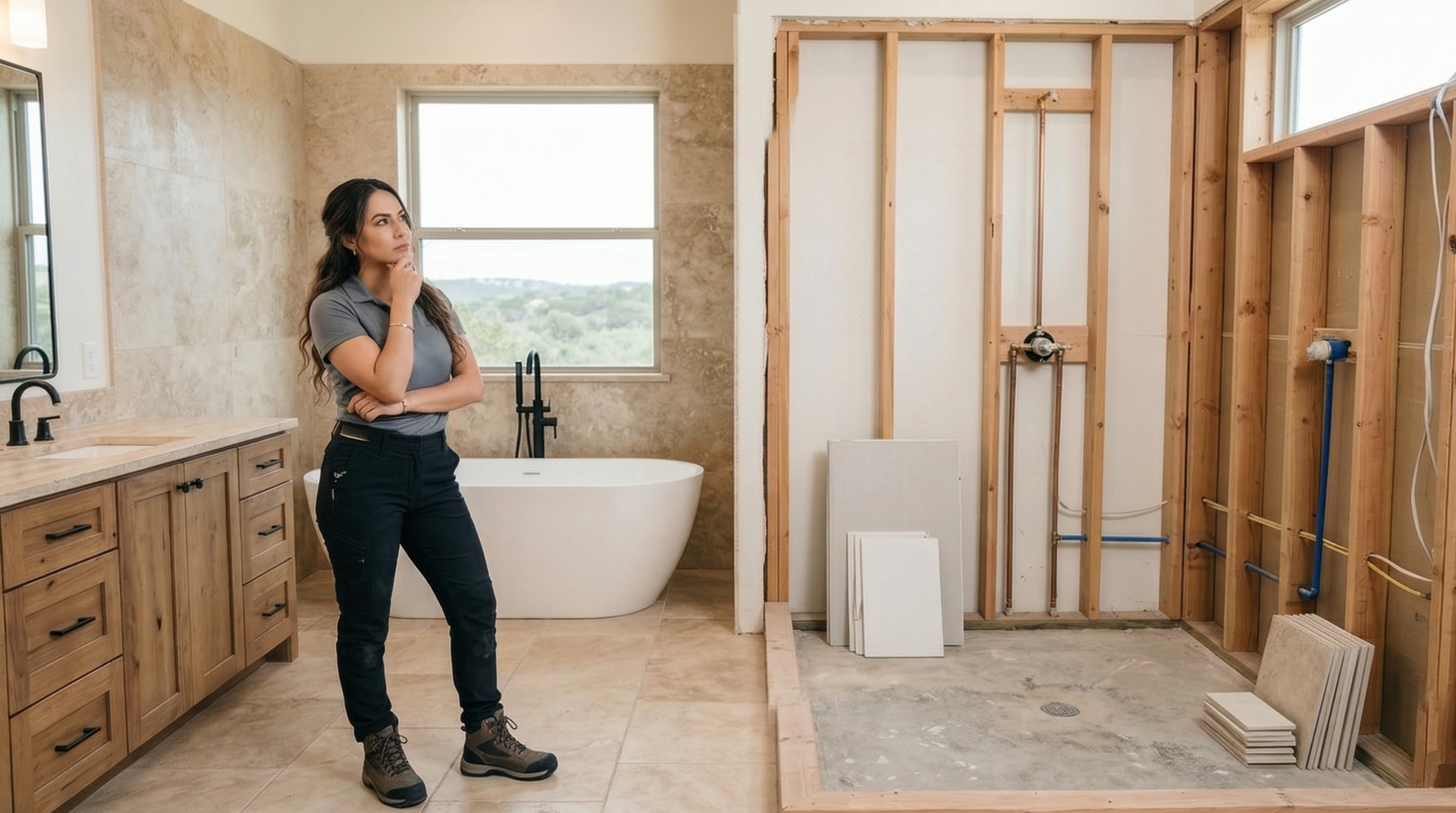 Modern frameless shower glass design ideas for San Antonio Texas bathrooms and remodels