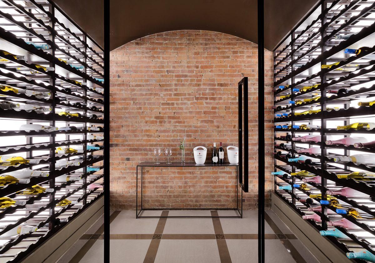 A wine cellar filled with lots of wine bottles