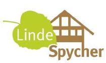 Ein Logo für Linde Spycher mit einem Haus und einem Baumblatt.