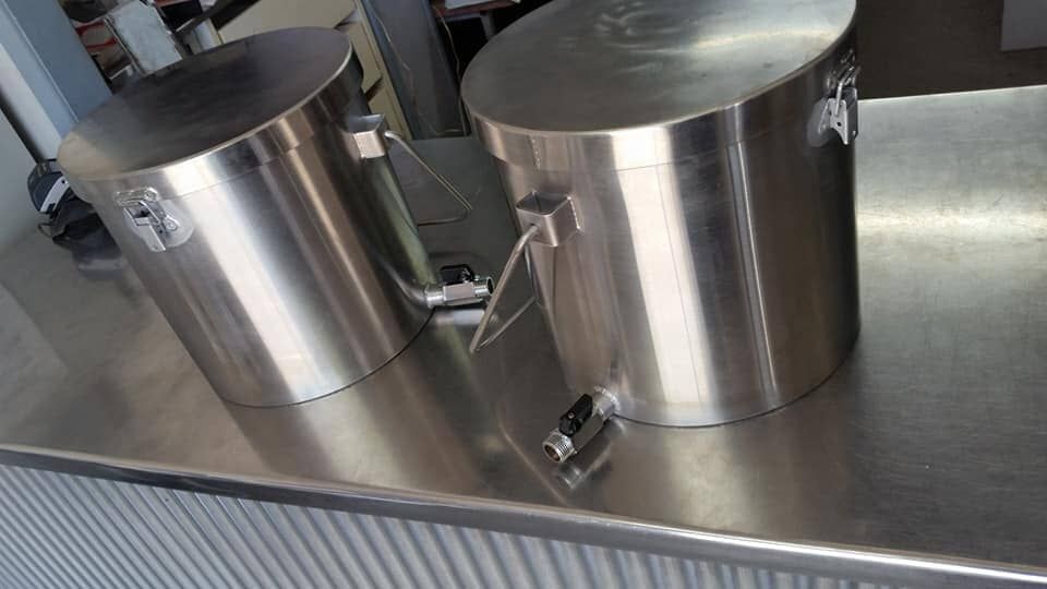 Two Stainless Steel Pots Are Sitting on Top of A Stainless Steel Counter — K & S Sheetmetal in Gladstone Central, QLD