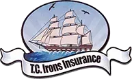 T.C. Irons Insurance logo with a sailing ship inside an oval and ribbon banner