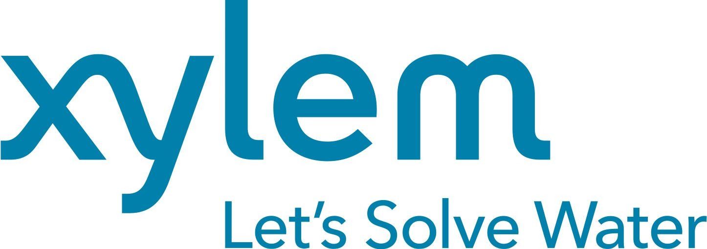 Xylem logo with the slogan “Let’s Solve Water” in blue text on a white background