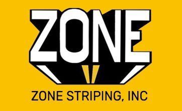 Zone Striping, Inc. logo with bold white “ZONE” on black and yellow background.