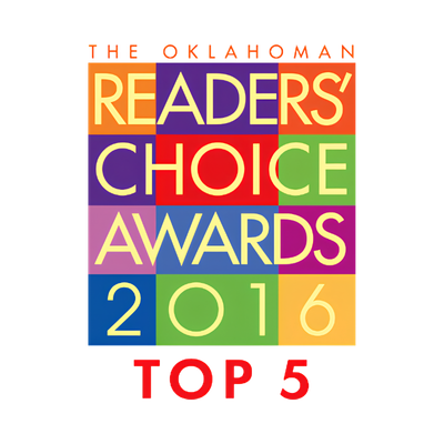 Oklahoman Readers’ Choice Awards 2016 Top 5 logo in red, blue, green, and yellow blocks