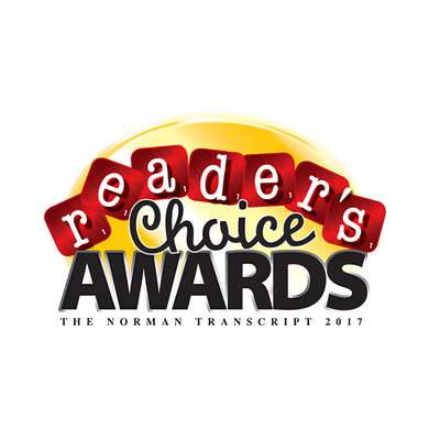 Reader’s Choice Awards logo in red, black, and gold, with “The Norman Transcript 2017” below