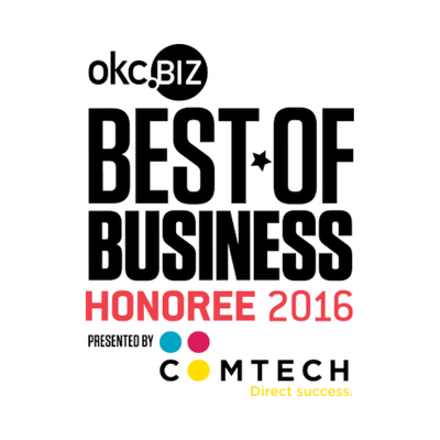 Okc.BIZ Best of Business Honoree 2016 logo with CM Tech sponsor mark