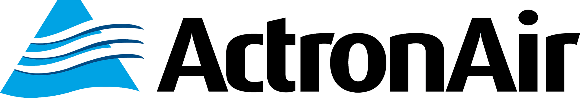 Logo for ActronAir, a HVAC company. The logo includes a blue triangle with wavy lines and the company name in black.