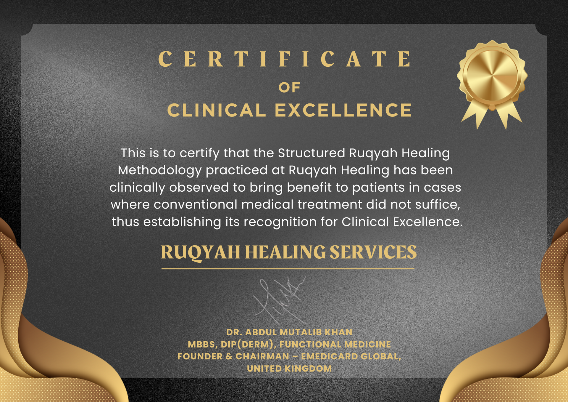Ruqyah Healing Certificate of Clinical Excellence