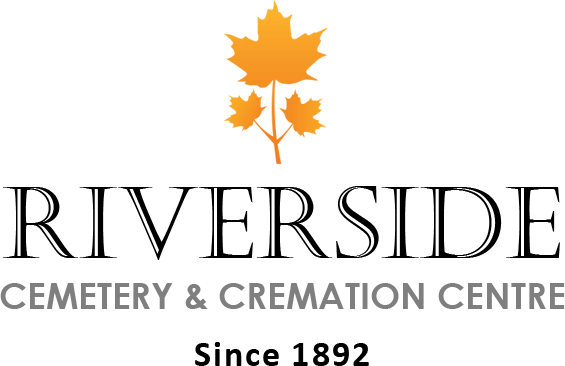 Riverside Cemetery & Cremation Centre logo with orange maple leaves and “Since 1892” text