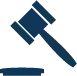 Dark blue gavel icon on a white background