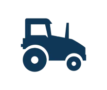 Blue tractor icon on a white background