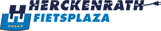 Logo voor Herckenrath Fietsplaza, een fietsenwinkel. Blauw en donkerblauw.