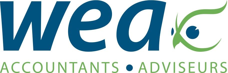 Logo voor WEA Accountants & Adviseurs. Blauwe letters