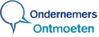 Logo with a speech bubble, blue text 