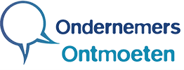 Logo with a speech bubble, blue text
