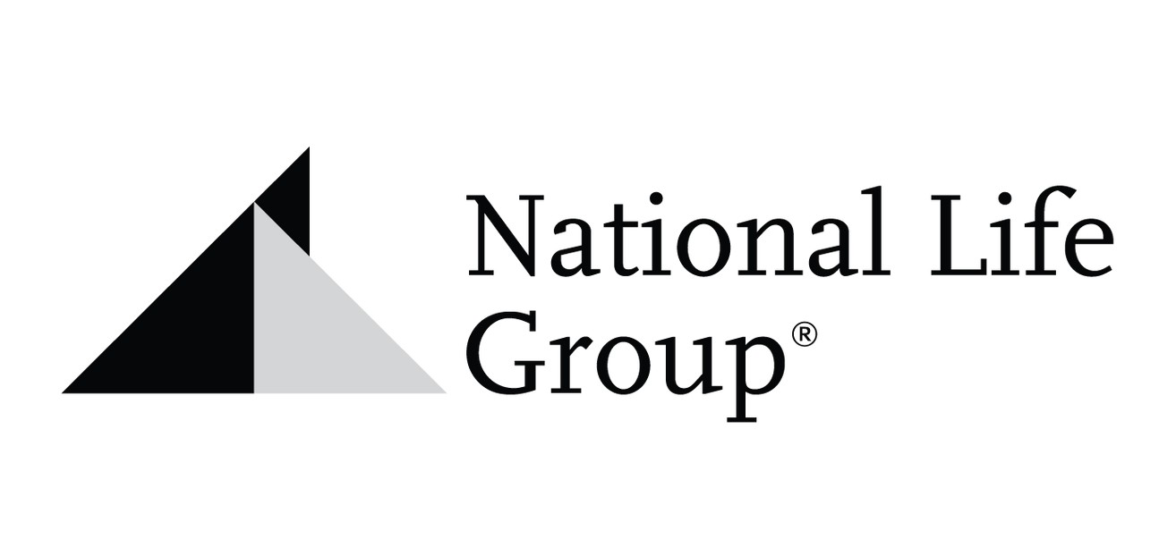 A black and white logo for the national life group.