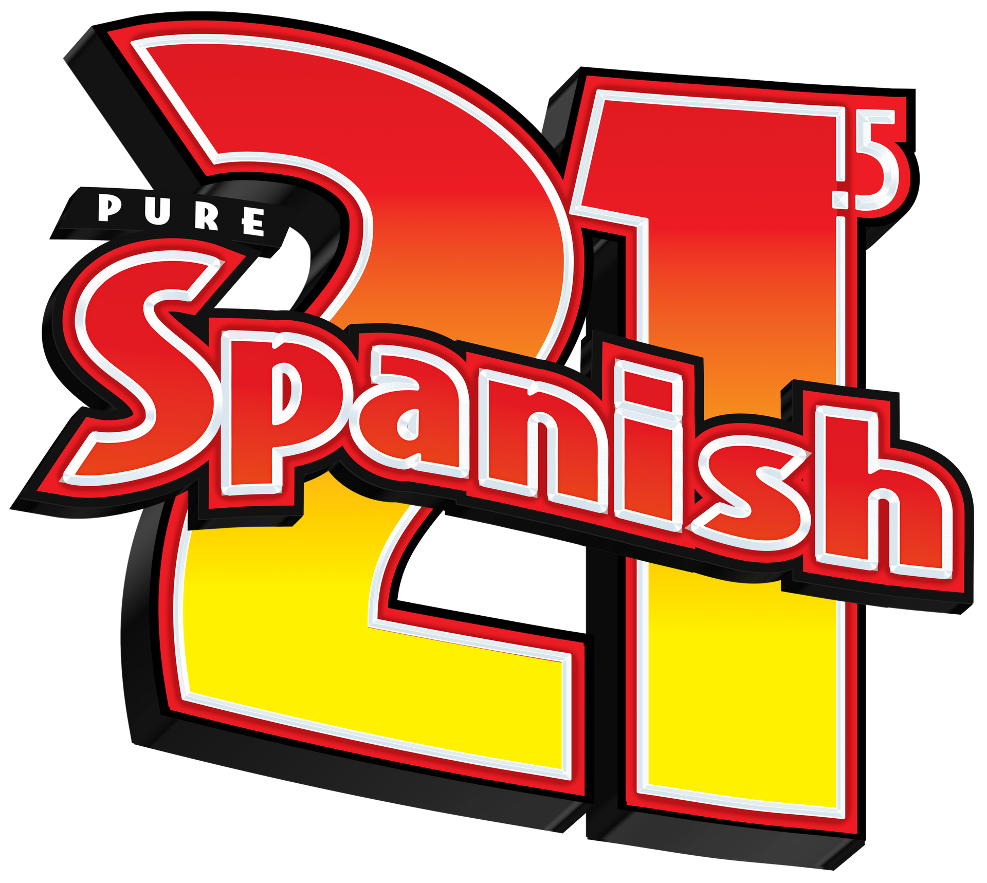Pure Spanish 21 logo in red, yellow, and black with a small “5” badge