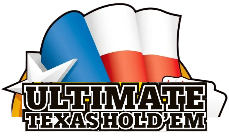 Ultimate Texas Hold’em logo with Texas flag and star in blue, white, and red