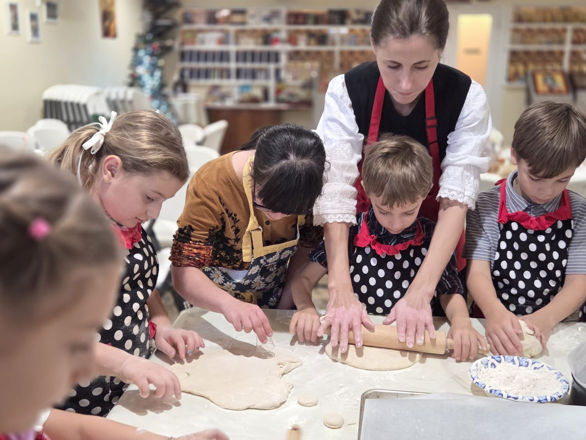 Kids baking at St. John Cassian Romanian Orthodox Church Sunday School