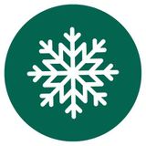 White snowflake icon inside a green circle.