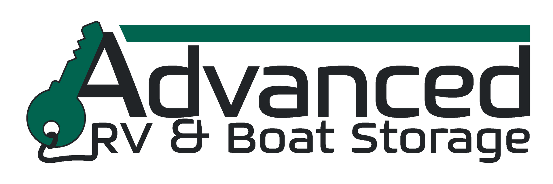 Advanced RV & Boat Storage logo with green RV silhouette and black text on white background