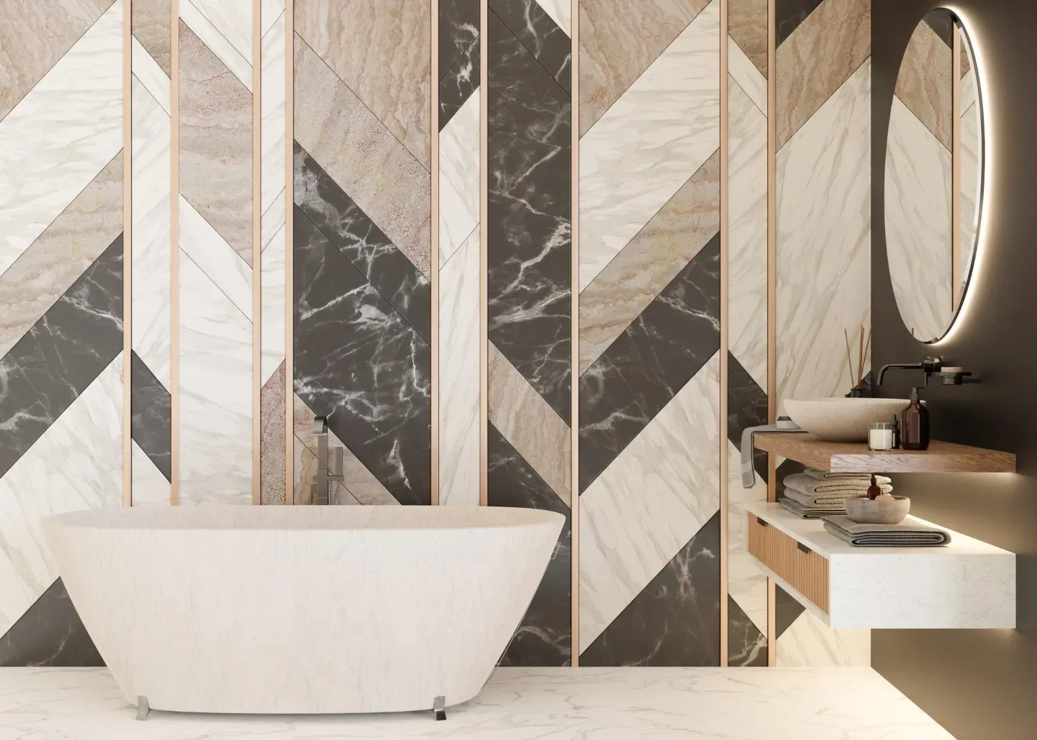 une salle de bain avec une baignoire , un lavabo et un miroir .