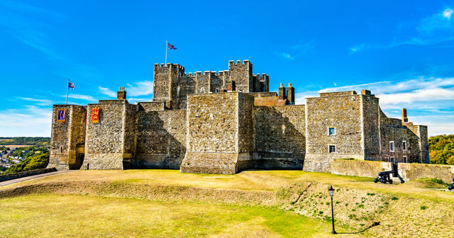 Dover Castle under a blue sky