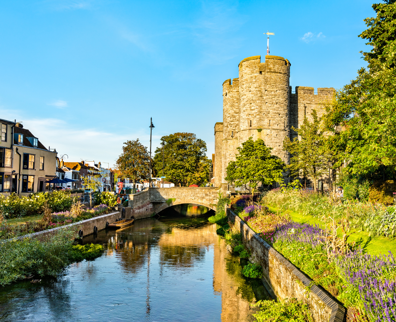 Canterbury Westgate and the old town near the canal.