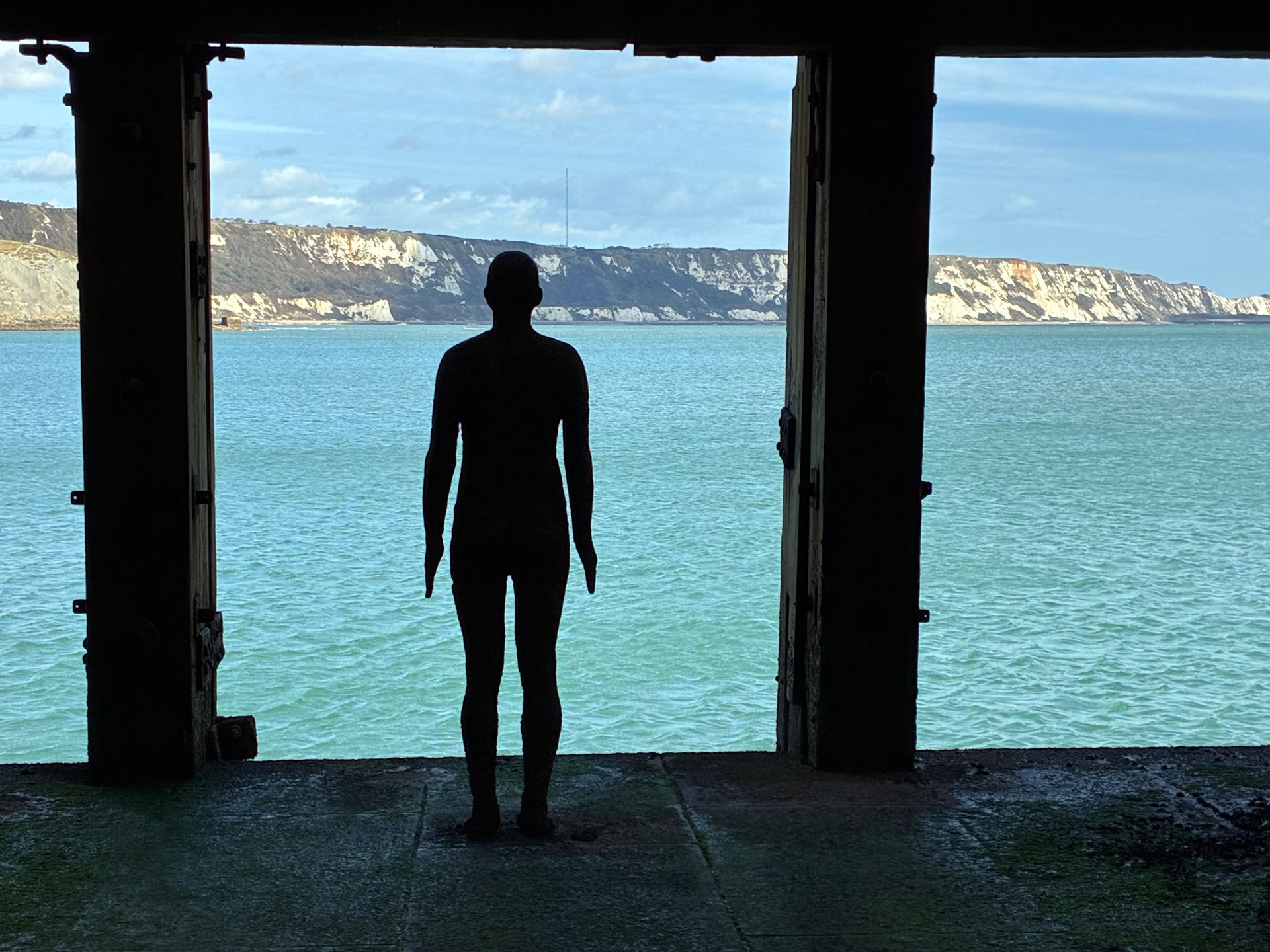 Contemporary art sculpture overlooking the sea in Folkestone, Kent