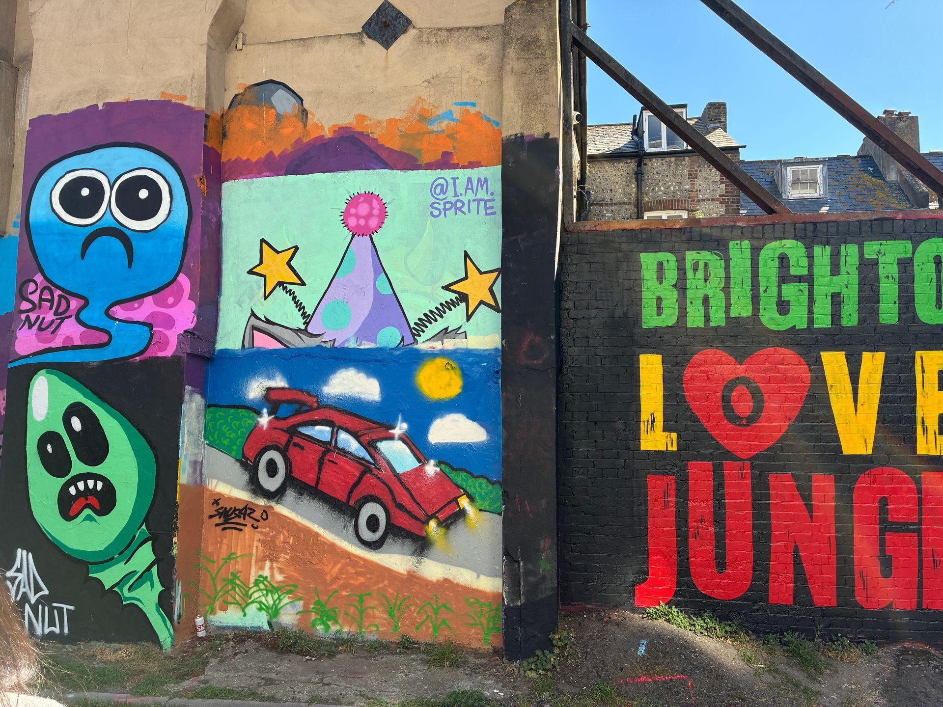 Colourful street art graffiti in Brighton