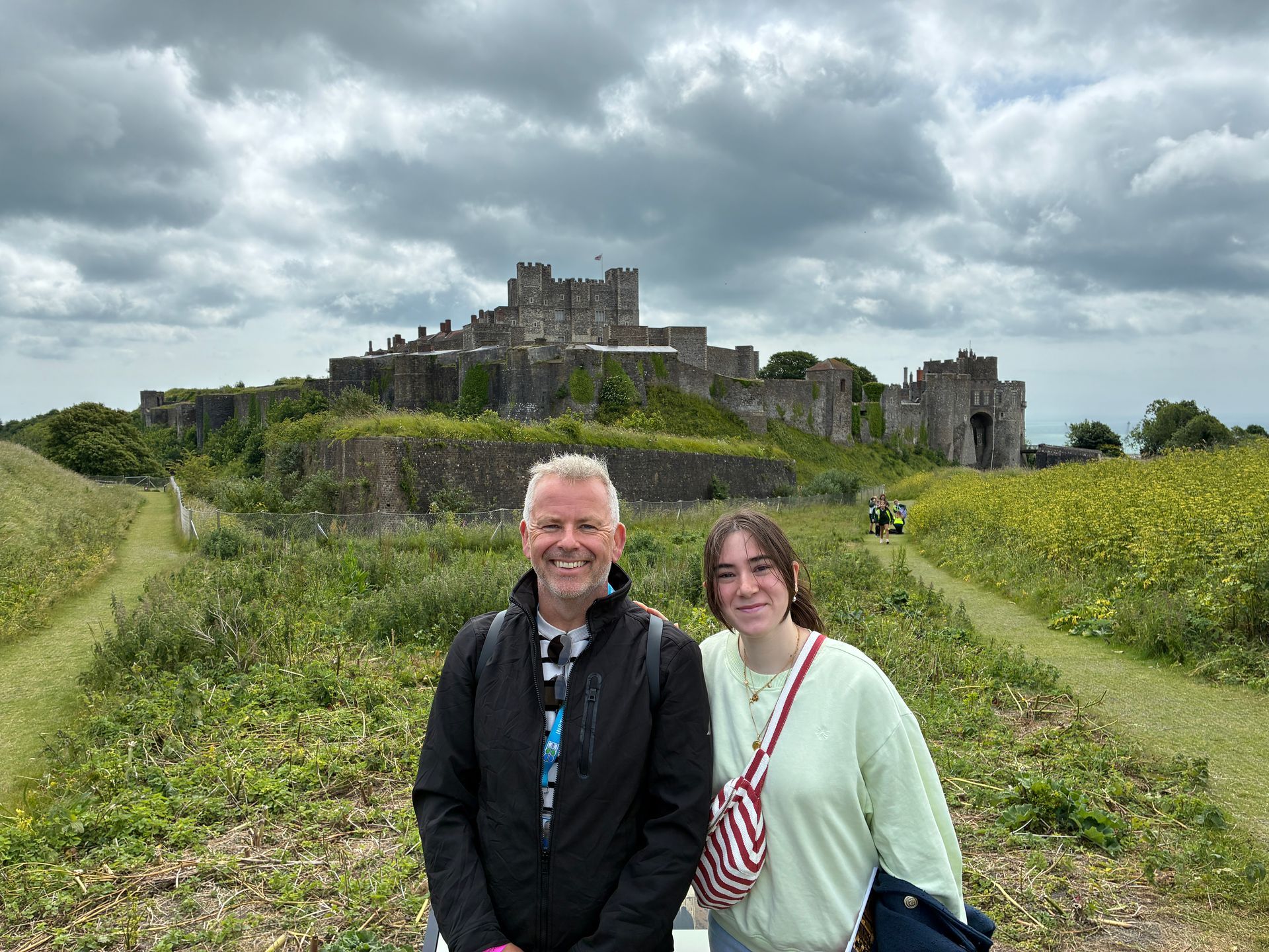 Local guide Paul and colleague in front of Dover Castle, Kent