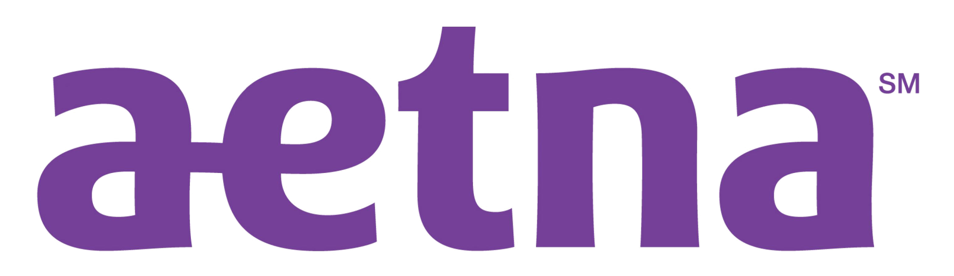 A purple aetna logo on a white background