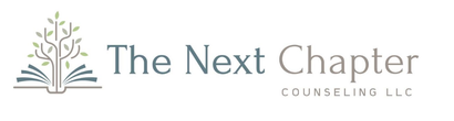 The logo for the next chapter counseling llc shows a tree growing out of an open book.