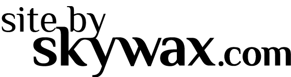 A black and white logo for site by skywax.com